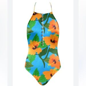 NWOT OCHIE Diana floral multicolored one piece swimsuit 14086